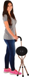 girl standing with cane seat